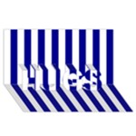 Vertical Stripes - White and Dark Blue HUGS 3D Greeting Card (8x4)