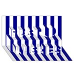 Vertical Stripes - White and Dark Blue Best Wish 3D Greeting Card (8x4)