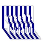 Vertical Stripes - White and Dark Blue Miss You 3D Greeting Card (7x5)