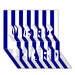 Vertical Stripes - White and Dark Blue WORK HARD 3D Greeting Card (7x5)