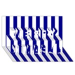 Vertical Stripes - White and Dark Blue Merry Xmas 3D Greeting Card (8x4)