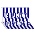 Vertical Stripes - White and Dark Blue Happy New Year 3D Greeting Card (8x4)