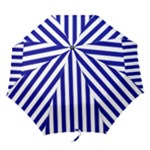 Vertical Stripes - White and Dark Blue Folding Umbrella