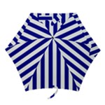 Vertical Stripes - White and Dark Blue Mini Umbrella