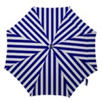 Vertical Stripes - White and Dark Blue Hook Handle Umbrella (Large)