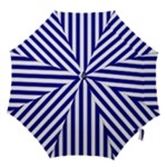 Vertical Stripes - White and Dark Blue Hook Handle Umbrella (Small)