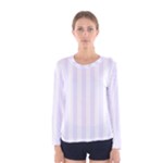 Vertical Stripes - White and Pastel Violet Women s Long Sleeve T-shirt