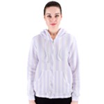 Vertical Stripes - White and Pastel Violet Women s Zipper Hoodie