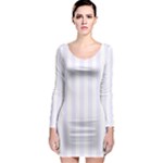 Vertical Stripes - White and Pastel Violet Long Sleeve Bodycon Dress