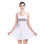 Vertical Stripes - White and Pastel Violet Reversible Skater Dress