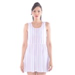 Vertical Stripes - White and Pastel Violet Scoop Neck Skater Dress