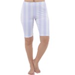 Vertical Stripes - White and Pastel Violet Cropped Leggings