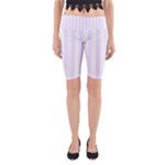 Vertical Stripes - White and Pastel Violet Yoga Cropped Leggings