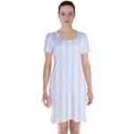 Vertical Stripes - White and Pastel Violet Short Sleeve Nightdress