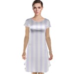 Vertical Stripes - White and Pastel Violet Cap Sleeve Nightdress