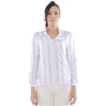 Vertical Stripes - White and Pastel Violet Wind Breaker (Women)