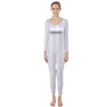 Vertical Stripes - White and Pastel Violet Long Sleeve Catsuit