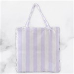 Vertical Stripes - White and Pastel Violet Grocery Tote Bag