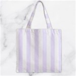Vertical Stripes - White and Pastel Violet Zipper Grocery Tote Bag
