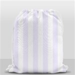 Vertical Stripes - White and Pastel Violet Drawstring Bag (Small)