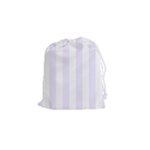 Vertical Stripes - White and Pastel Violet Drawstring Pouch (S)