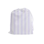 Vertical Stripes - White and Pastel Violet Drawstring Pouch (L)