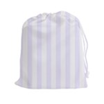 Vertical Stripes - White and Pastel Violet Drawstring Pouch (XXl)