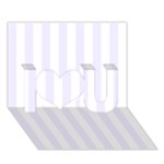 Vertical Stripes - White and Pastel Violet I Love You 3D Greeting Card (7x5)