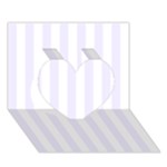 Vertical Stripes - White and Pastel Violet Heart 3D Greeting Card (7x5)