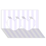 Vertical Stripes - White and Pastel Violet Twin Hearts 3D Greeting Card (8x4)
