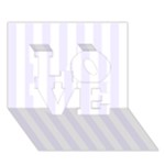Vertical Stripes - White and Pastel Violet LOVE 3D Greeting Card (7x5)