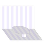 Vertical Stripes - White and Pastel Violet Circle Bottom 3D Greeting Card (7x5)
