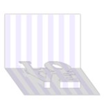 Vertical Stripes - White and Pastel Violet LOVE Bottom 3D Greeting Card (7x5)