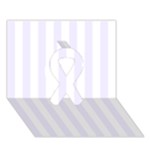 Vertical Stripes - White and Pastel Violet Ribbon 3D Greeting Card (7x5)