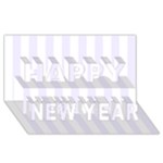 Vertical Stripes - White and Pastel Violet Happy New Year 3D Greeting Card (8x4)