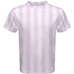 Vertical Stripes - White and Pale Thistle Violet Men s Cotton Tee