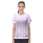 Vertical Stripes - White and Pale Thistle Violet Women s Sport Mesh Tee