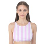 Vertical Stripes - White and Pale Thistle Violet Tank Bikini Top