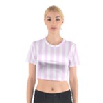 Vertical Stripes - White and Pale Thistle Violet Cotton Crop Top