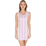 Vertical Stripes - White and Pale Thistle Violet Bodycon Dress