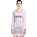 Vertical Stripes - White and Pale Thistle Violet Long Sleeve Bodycon Dress