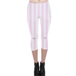 Vertical Stripes - White and Pale Thistle Violet Capri Leggings