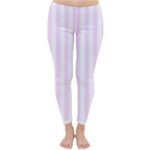 Vertical Stripes - White and Pale Thistle Violet Winter Leggings