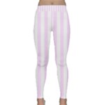Vertical Stripes - White and Pale Thistle Violet Yoga Leggings