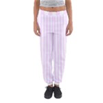 Vertical Stripes - White and Pale Thistle Violet Women s Jogger Sweatpants