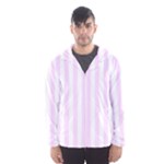 Vertical Stripes - White and Pale Thistle Violet Hooded Wind Breaker (Men)