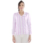Vertical Stripes - White and Pale Thistle Violet Wind Breaker (Women)