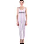 Vertical Stripes - White and Pale Thistle Violet OnePiece Catsuit