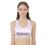 Vertical Stripes - White and Pale Thistle Violet Women s Sports Bra with Border