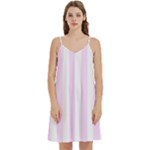 Vertical Stripes - White and Pale Thistle Violet Women s Reversible Sports Bra with Border